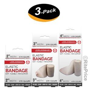 2" & 3" & 4" Elastic Sports/Body Wrap (Combo Pack) Self-Closure Bandages(3 Pack)